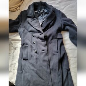 Vintage Black Double-Breasted Women's Coat